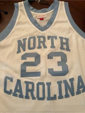 Mitchell & Ness White and Carolina Blue North Carolina '23' Mesh Jersey